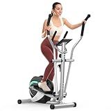 Crosstrainer für zuhause, YOLEO Extrem leiser und reibungsloser Cardio Fitness Ellipsentrainer mit LCD-Monitor mit 8 Stufen einstellbarem Widerstand, Pulssensor und Gerätehalter (Grün)