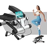 Niceday Mini Stepper für Zuhause | Up-Down Swing Stepper mit Power Ropes | Stepper Hometrainer mit LCD Display | 2 in 1 Trainingsgerät bis 100kg | Bein/Arm Trainer, Home Fitness Exercise