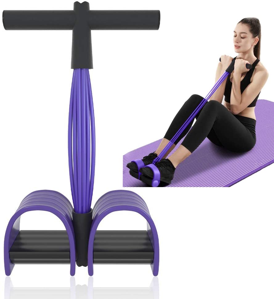 Bauchtrainer, Sit-Up Trainingsgeräte Bodybuilding Expander Ganzkörpertrainer für Zuhause 6 Tubes Elastische Zugseil Multifunktions-Leg-Exerciser für Fitness Abnehmen Training Yoga